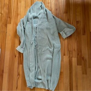 Long Wool & Cotton Blend Chunky Knit Cardigan